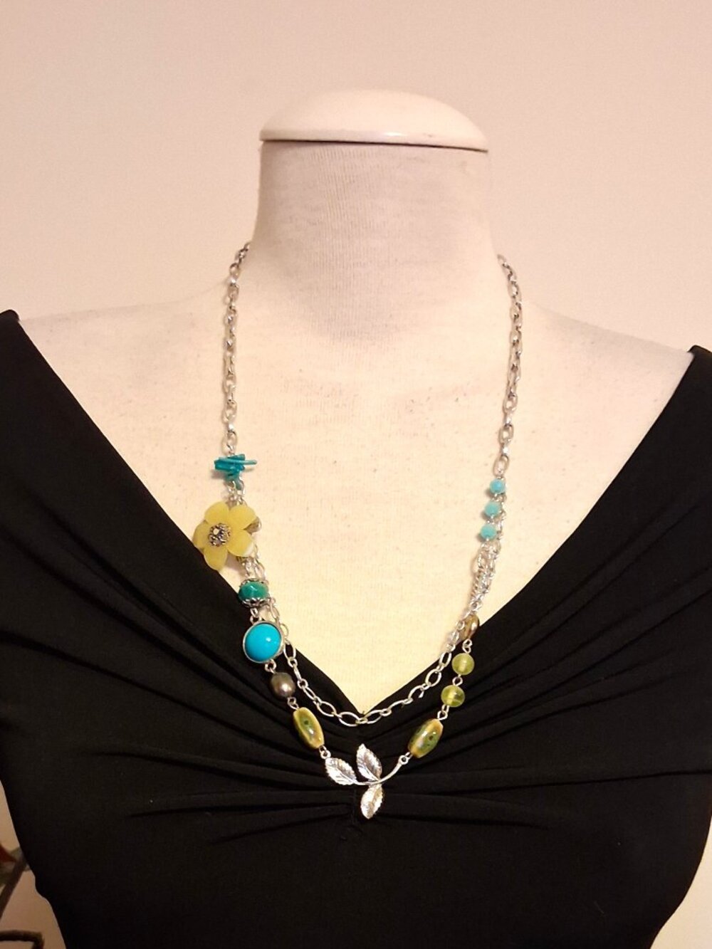 New Andante Vintage Colorful Beads Silver Plated Necklace & Earrings VTG Jewelry